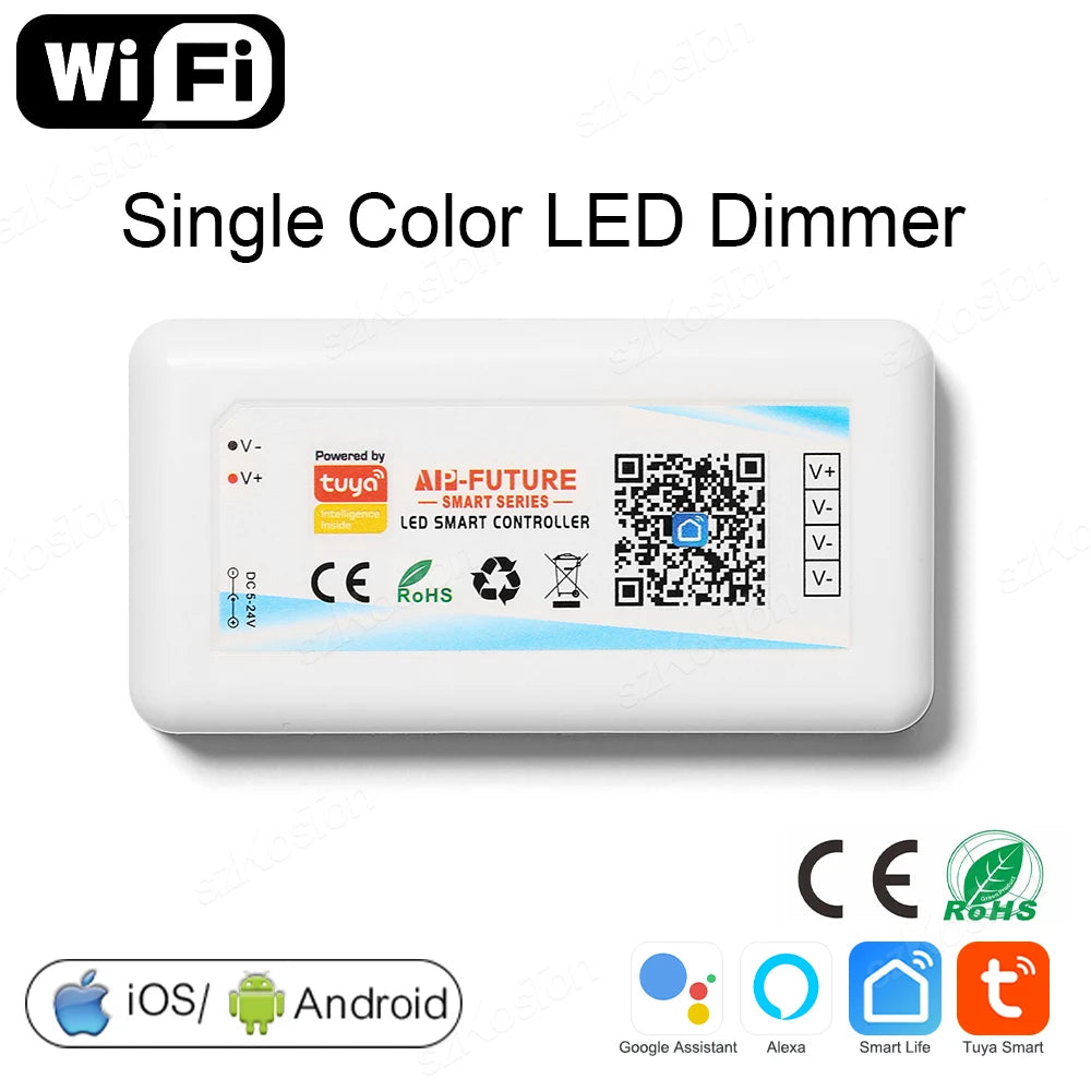 WiFi Smart LED Controller and Dimmer LED Strip Remote Control Works with Alexa Google
